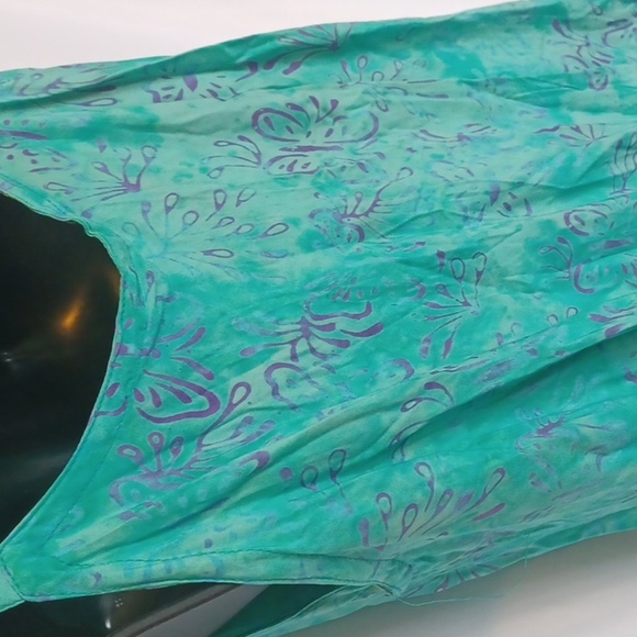 Batik Bali Flowing turquois sundress 🌞  👗, PTP-22", 38" L - Picture 4 of 7